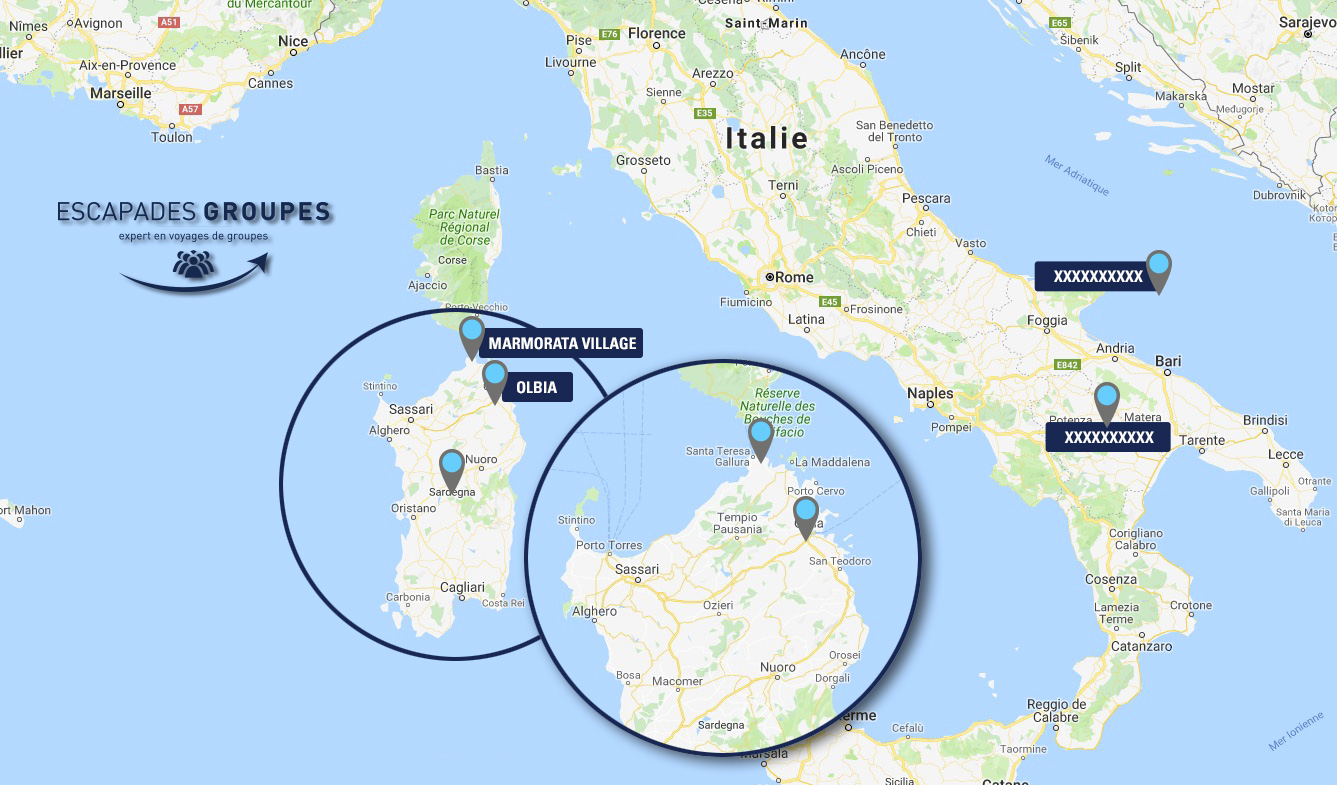 Carte voyage groupe Sardaigne
